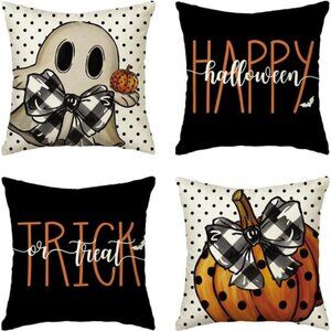 Happy Halloween Cute Ghost Trick or Treat Throw Pillow Covers